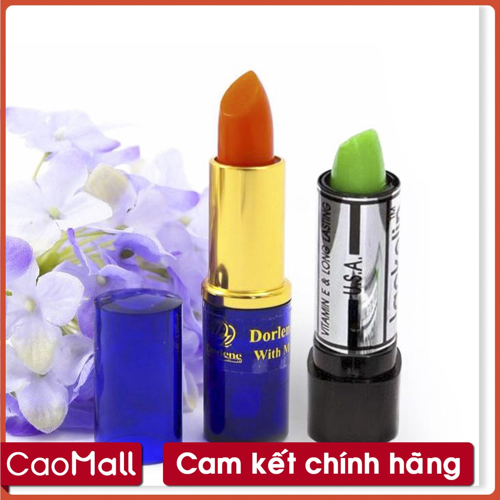 Combo giảm thâm môi gồm Son sâm DORLENE HERBAL PINK LIP Thái Lan và Son gió dưỡng môi JACKELIN Thái Lan MÀU XANH