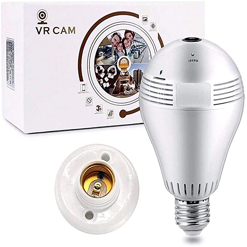 Camera IP Đèn WiFi 960P HD Toàn Cảnh 3D VR Fisheye Camera Quan Sát Ban Đêm 360 Độ Tuyệt Đối