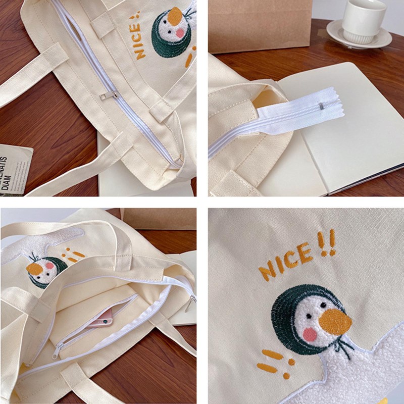 Túi Tote Vải Bố Hình Vịt Dễ Thương