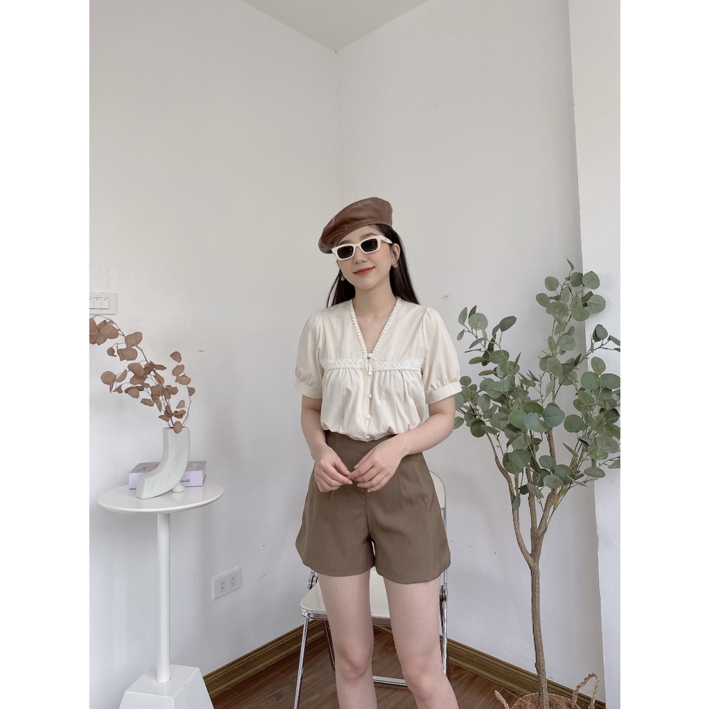 ÁO CỘC BABYDOLL REN NGANG KHUY BỌC 8083