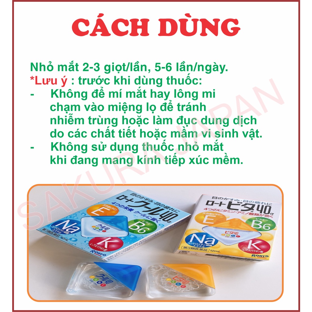 Nước nhỏ mắt Rohto Vita 40 Nhật bản cung cấp vitamin cho mắt sáng long lanh lọ 12ml
