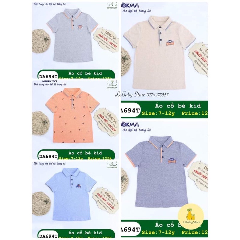 (7-12Y) Áo polo vải cotton cho bé - DOKMA