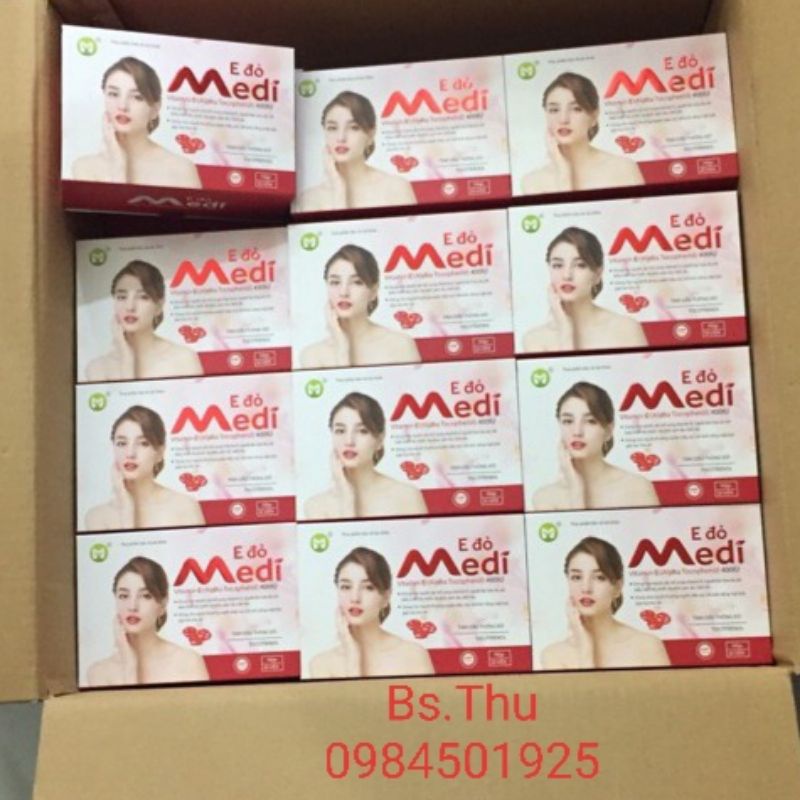 E đỏ Medi hộp 30 viên, dùng 1 tháng - Bổ sung Vitamin E tự nhiên hỗ trợ làm đẹp da, bảo vệ da