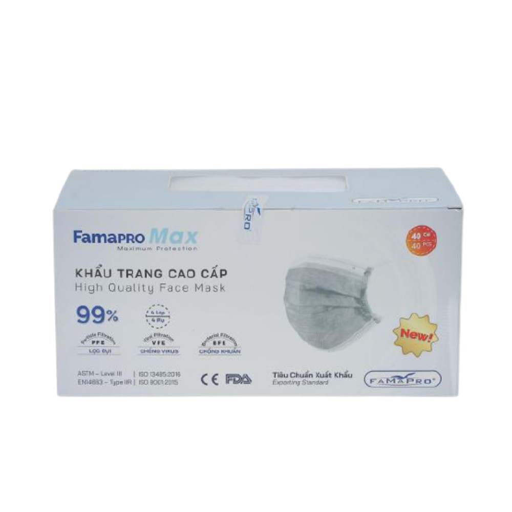 [HỘP-40 CÁI] Khẩu trang y tế cao cấp 4 lớp kháng khuẩn Famapro max | WebRaoVat - webraovat.net.vn