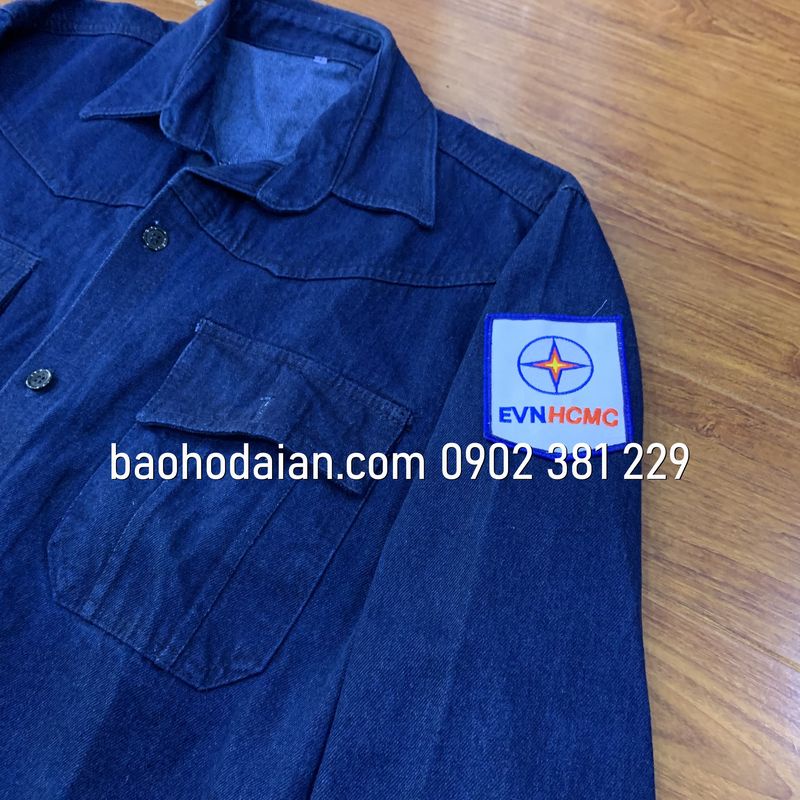 Áo jean điện lực kèm logo tay EVNHCMC (loại thường)