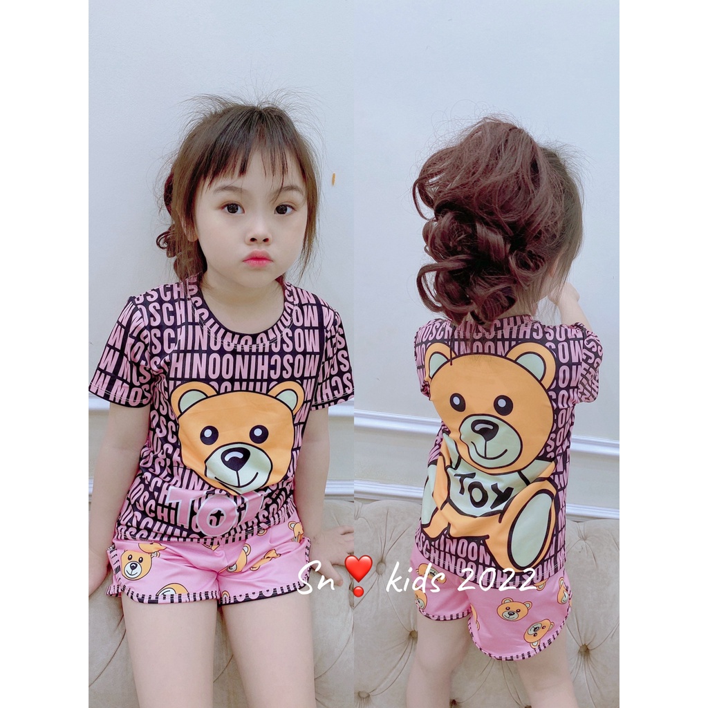 Bộ cộc tay bé gái, bộ thun 3D mát lạnh SN 4 họa tiết cực xinh