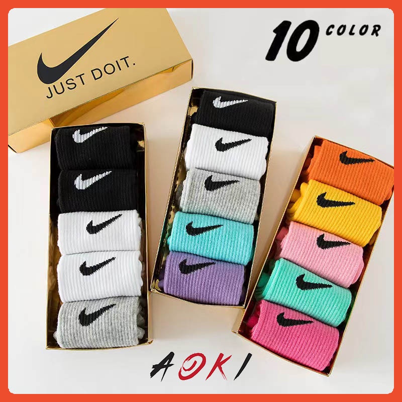 Aoki -  Tất vớ thể thao nam nữ cổ cao unisex  Nhiều Màu Đóng Hộp combo 5 Cái Màu ngẫu nhiên