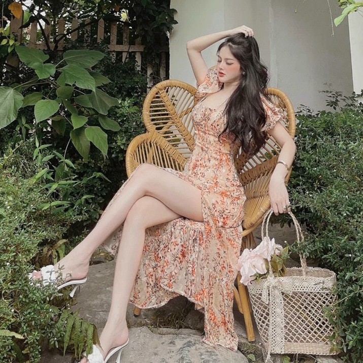 Set đồ nữ cá tính, set váy hoa liền thân đi chơi sang chảnh mùa hè đẹp 8A00168