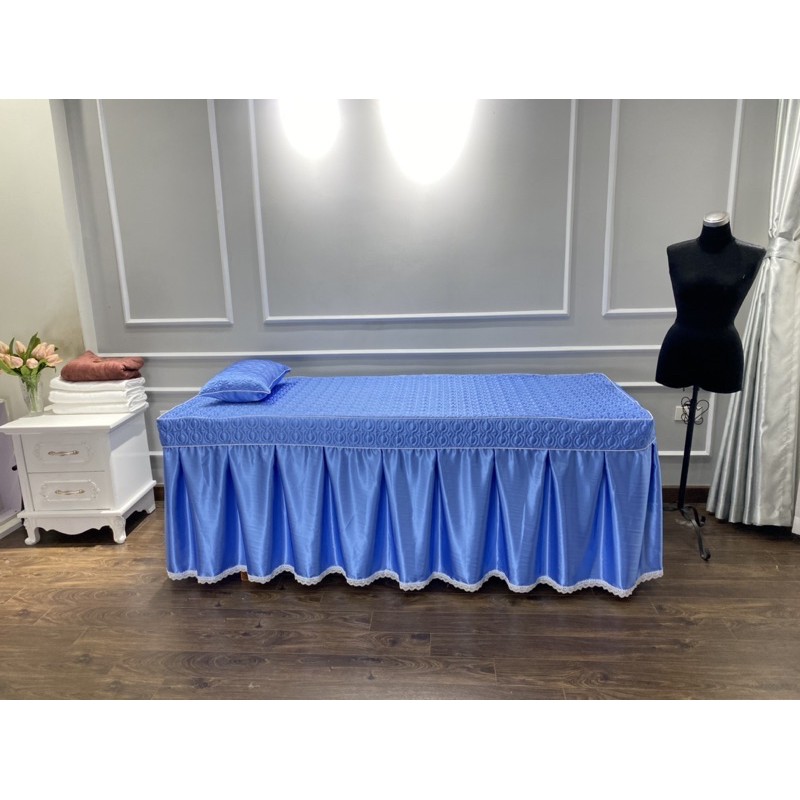 Ga/Drap phi bóng chần bông phối ren may theo kích thước yêu cầu