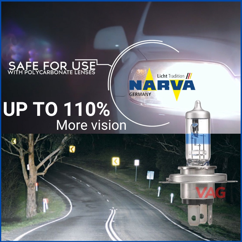 Bóng Đèn Pha Ôtô H4 12v 60/55w Tăng Sáng 110 % | Chính Hãng Narva Germany, Bảo hành 3 tháng
