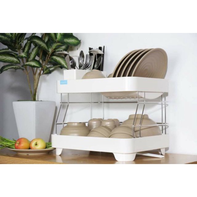 Kệ để bát đĩa Giá đựng chén đũa inox và nhựa cao cấp có khay thoát nước thông minh M13