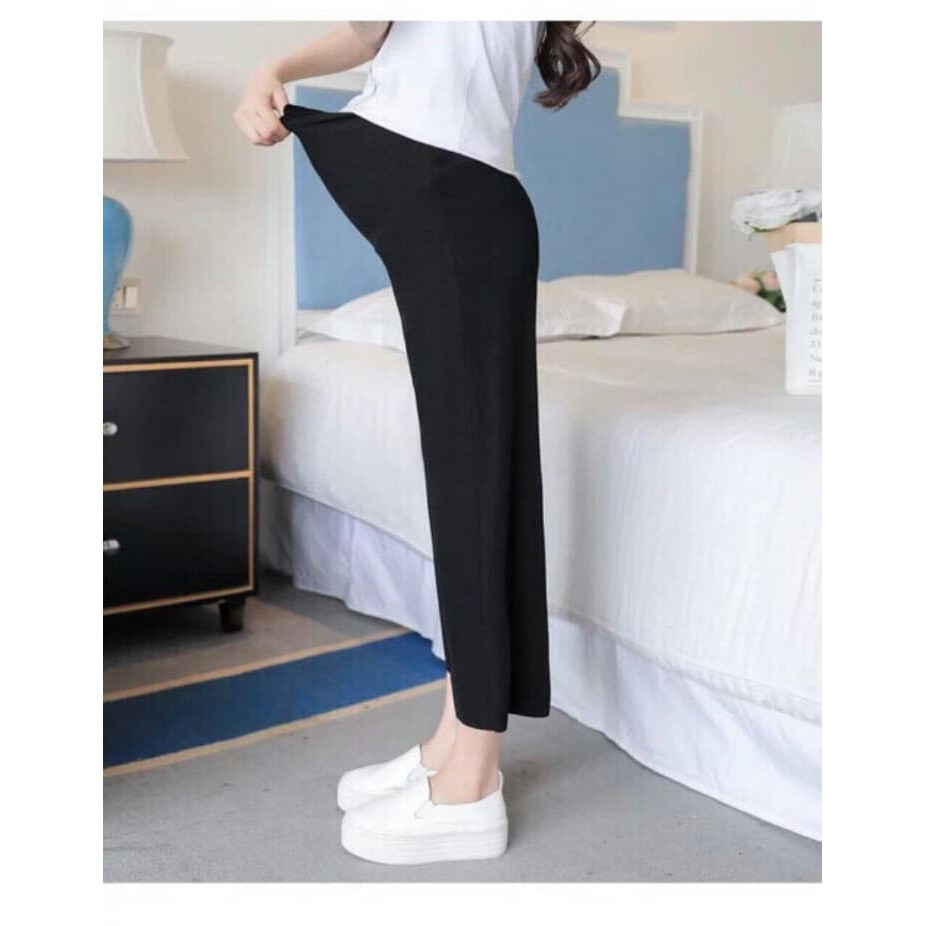 Quần bầu ống rộng truyền thống vải dệt kim mùa hè có đáp bụng