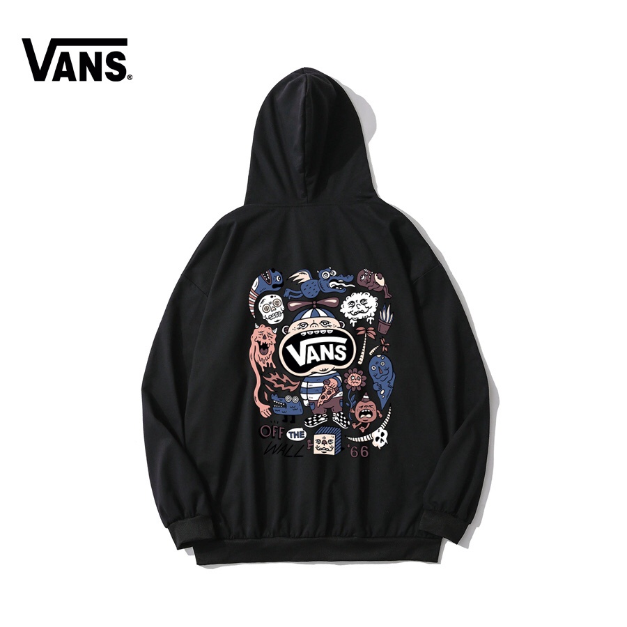 Áo Khoác Hoodie Chui Đầu VANS100% Cotton Dáng Rộng In Họa Tiết Graffiti Đường Phố Cá Tính Cho Nam Nữ