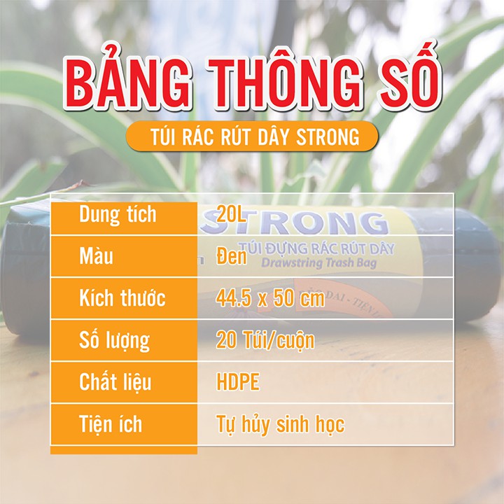 Túi đựng rác rút dây siêu chắc Strong Vipaco