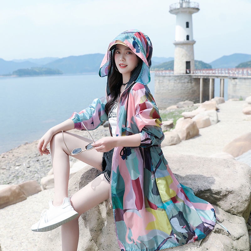 Áo Khoác Cardigan Tay Dài Dáng Rộng In Họa Tiết Rằn Ri Có Khóa Kéo Chống Tia UV Thoáng Khí Thời Trang Đi Biển Mùa Hè Cho Nữ | BigBuy360 - bigbuy360.vn