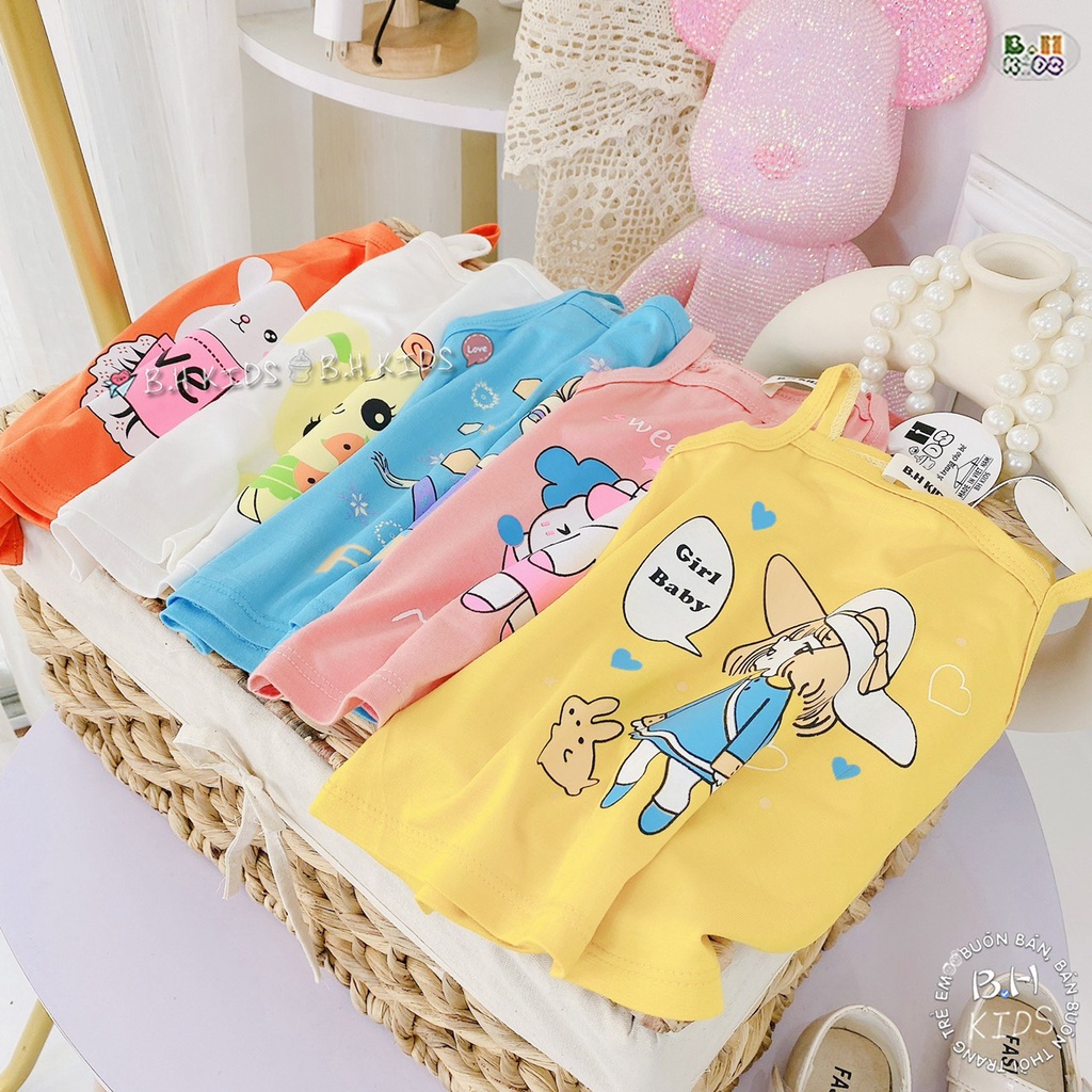 Áo 2 dây thun lạnh cho bé gái Minky mom Kwoo Binhphuong.Store M56 Đồ cotton hai dây bé gái từ 1 2 3 4 tuổi