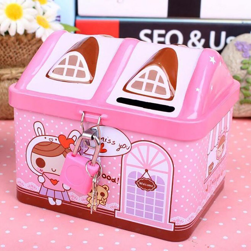 Hộp Đựng Tiền Tiết Kiệm Hình Ngôi Nhà Bằng Kim Loại Sáng Tạo