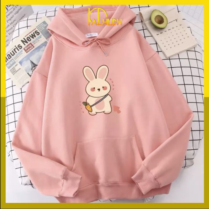 ÁO HOODIE NỈ IN THỎ CARROT ĐI HỌC