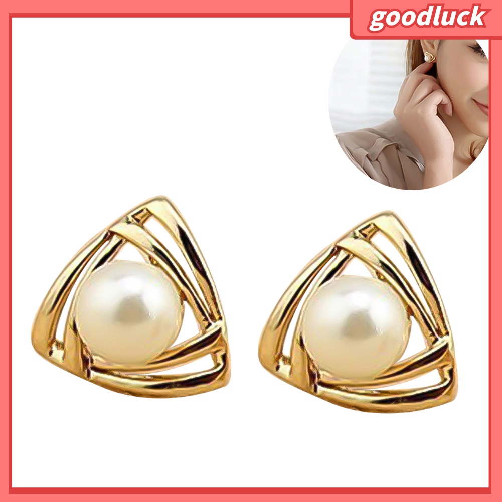 Bông Tai Hình Tam Giác Đính Ngọc Trai Giả Cho Nữ