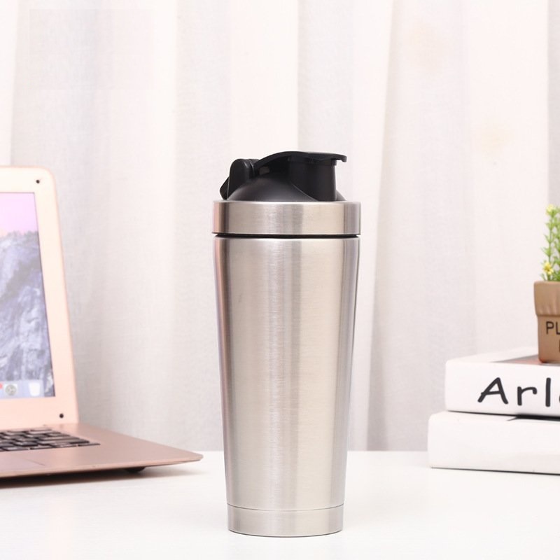 [Tặng Kèm Lắc Lò Xo - Màu Bạc] Bình Lắc Tập Gym Inox 304 800ml – Màu Bạc Nguyên Bản – Bình Lắc Tập Gym Yoga Thể Thao