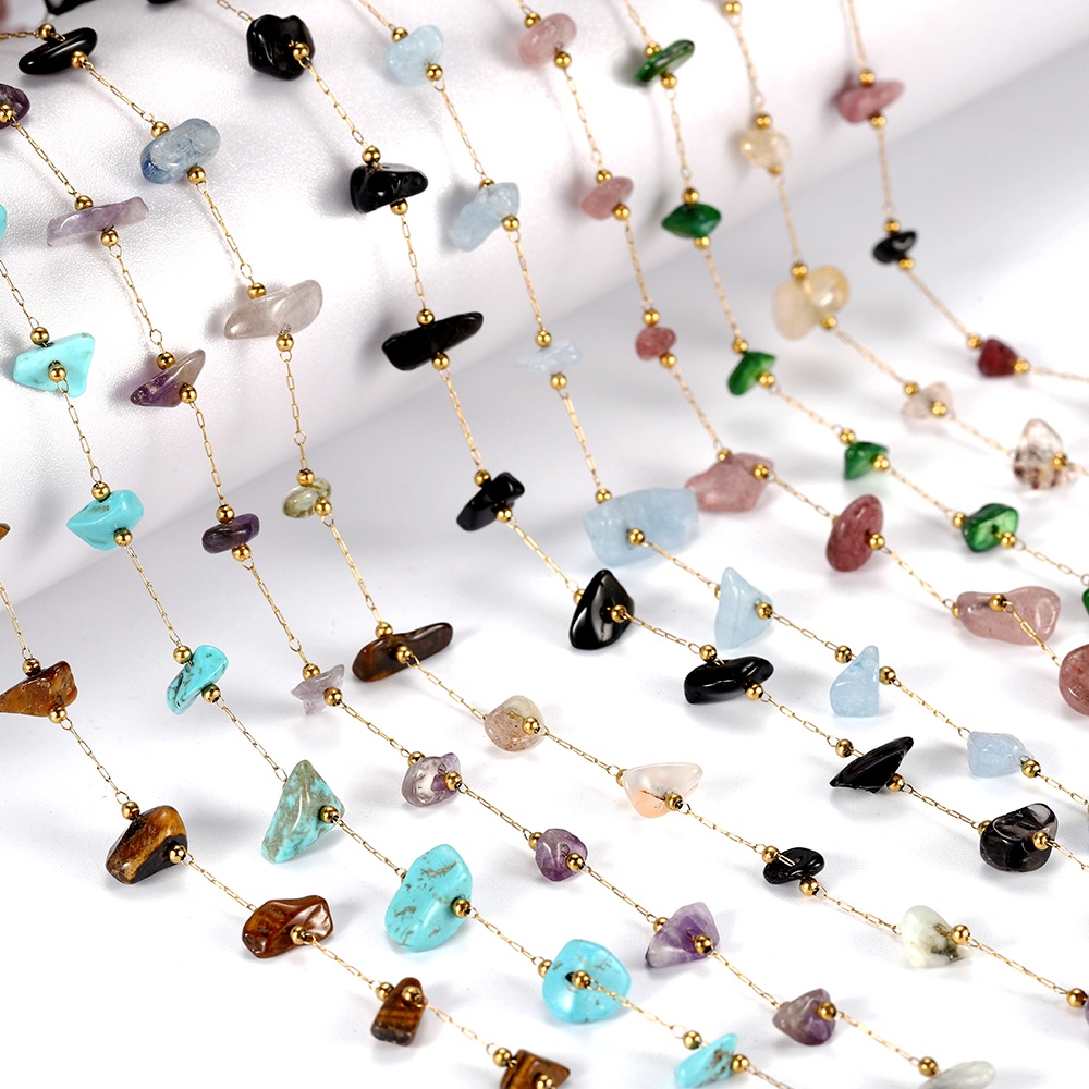 Chuỗi Hạt Đá Tự Nhiên 1m Bằng Thép Không Gỉ Nhiều Màu Sắc Dùng Làm Vòng Tay