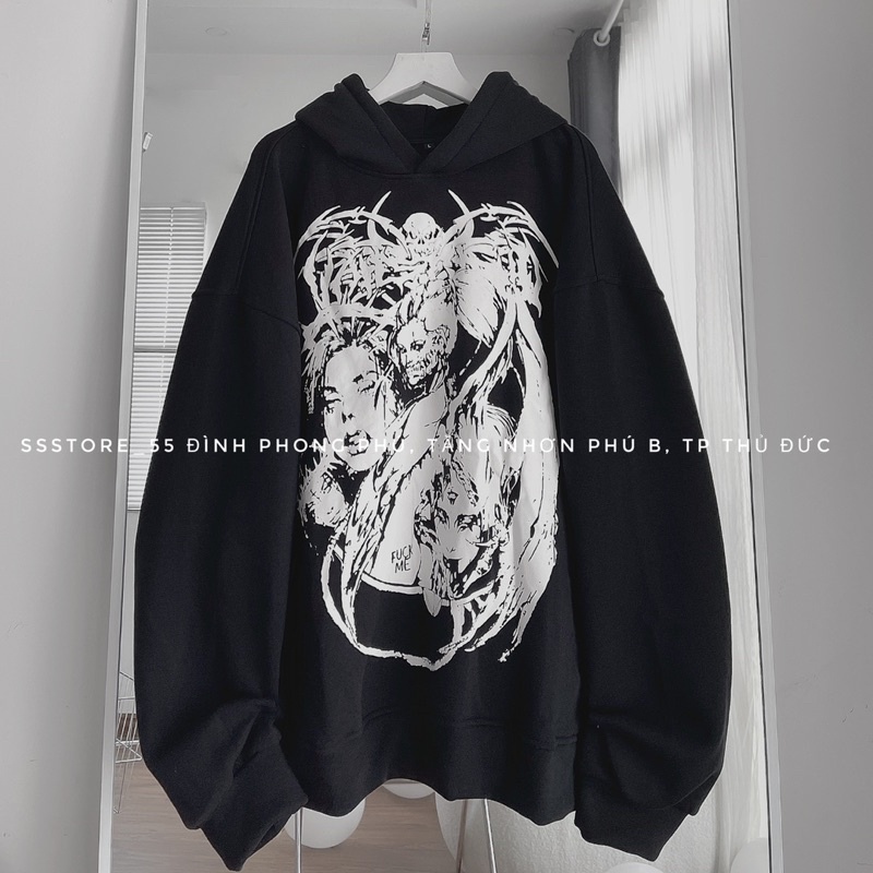 Áo Hoodie nỉ VAH v2 màu đen form rộng unisex nam nữ_SSSTore