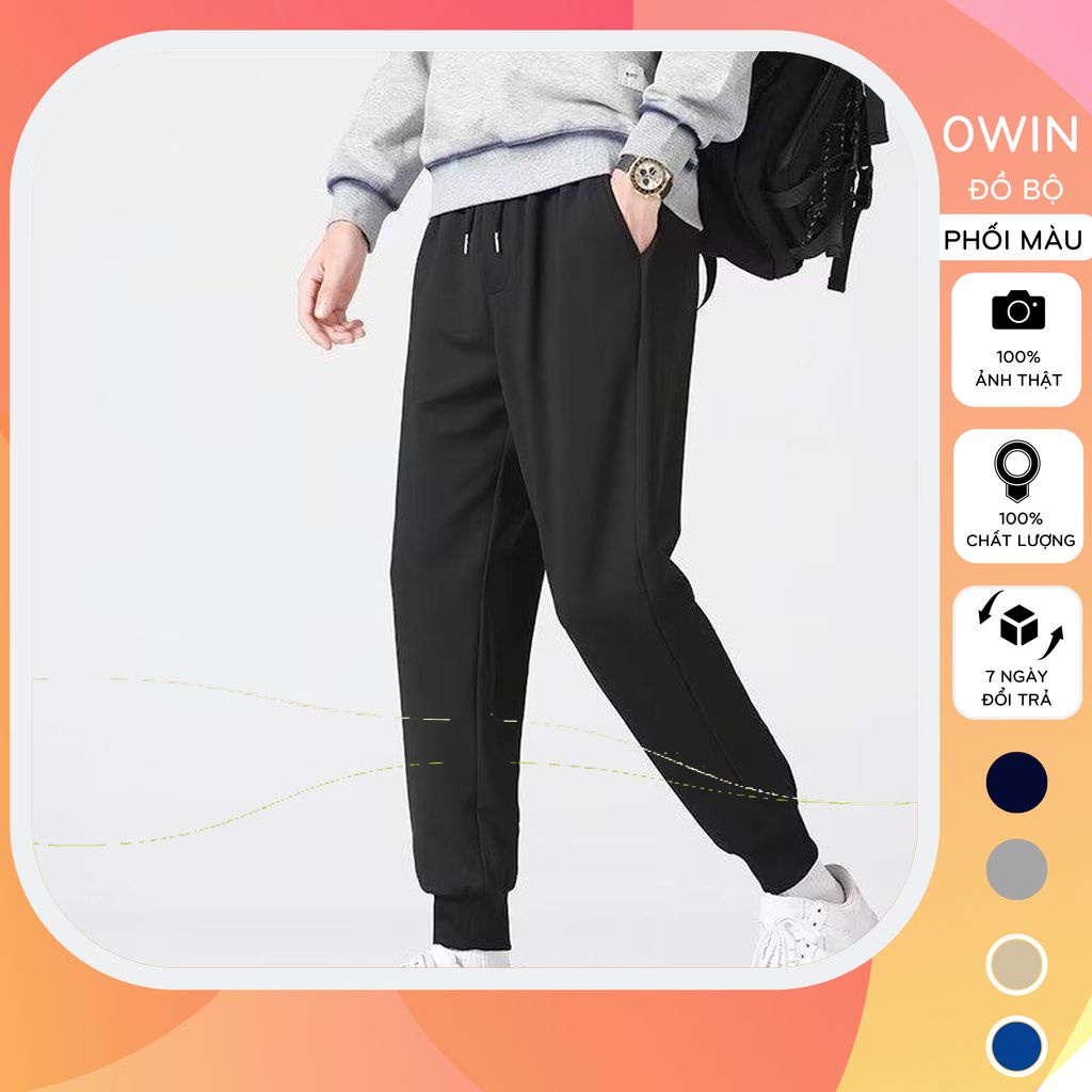 Quần jogger chất vải xốp thái sang trọng, Quần jogger thu đông có lớp dữ nhiệt siêu dữ ấm cơ thể JO05 OWIN