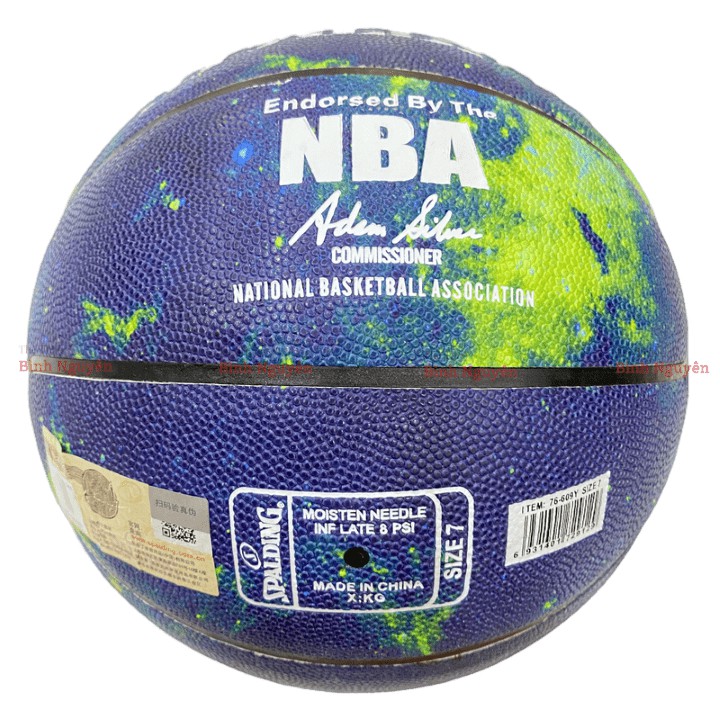 Banh bóng rổ Spalding Kobe Bryant da PU size 7 [TẶNG Bơm+Kim+Túi] Indoor Outdoor đen tím xanh phiên bản kỉ niệm trận đấu