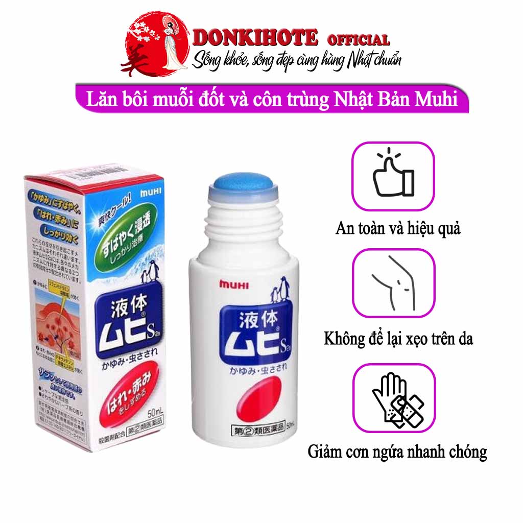 Lăn bôi muỗi đốt và côn trùng Nhật Bản Muhi 50ml
