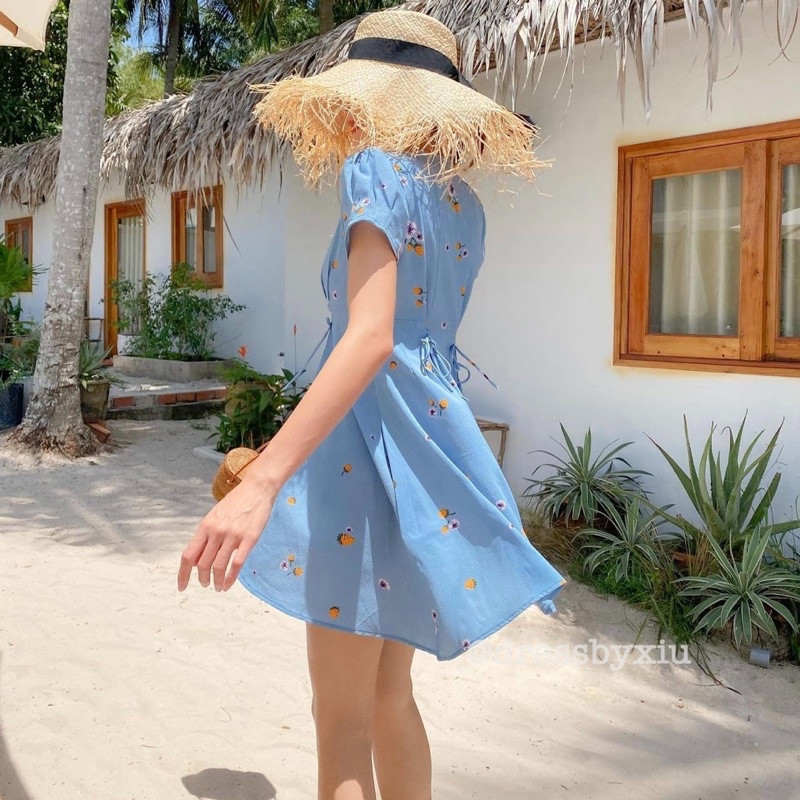 Đầm Xanh Hoa Baby Doll