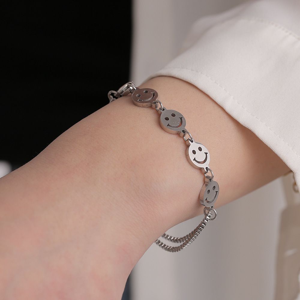 Harajuku Style Trendy Smiley Stainless Steel Bracelet