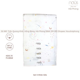 Set 5 khăn sữa trắng gấu trăng sao nous