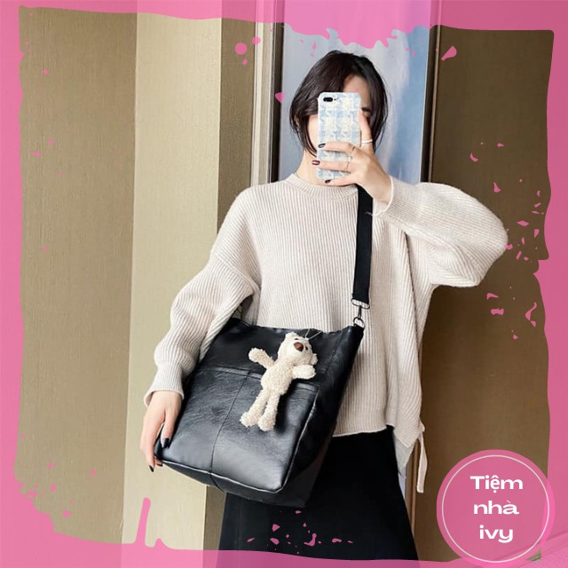 [CÓ ẢNH THẬT] Túi Xách Nữ, Mẫu Túi Công Sở 2 Dây Vừa Đeo Chéo, Vừa Kẹp Nách Đựng LapTop, A4 Kèm Gấu