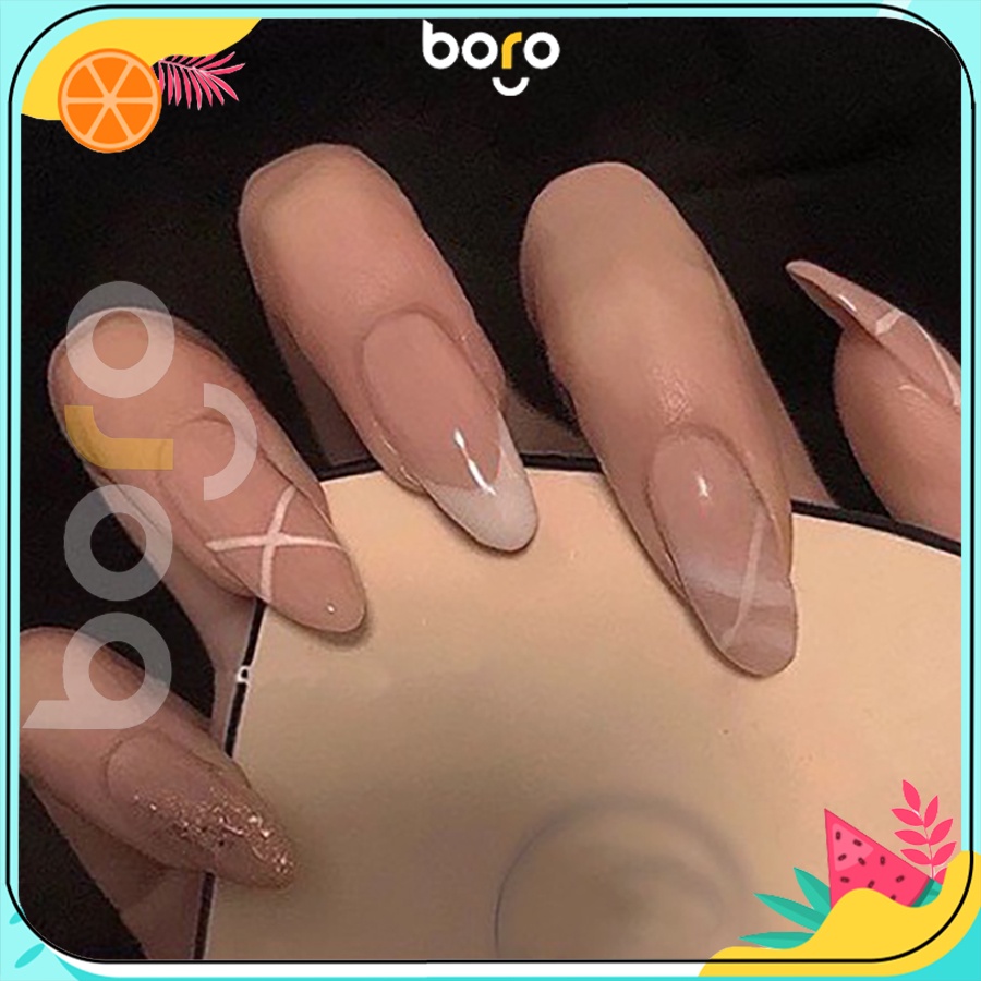 [Mẫu 101-200] Móng Tay Bò Sữa Hot trend 2021 Bộ Nail Box 24 móng tay giả loại dài ngắn