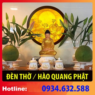 Hào Quang Led Trang trí tượng Phật phật sen - in tranh trúc chỉ 198, khung sắt, Đường kính 30cm đặt tượng thờ