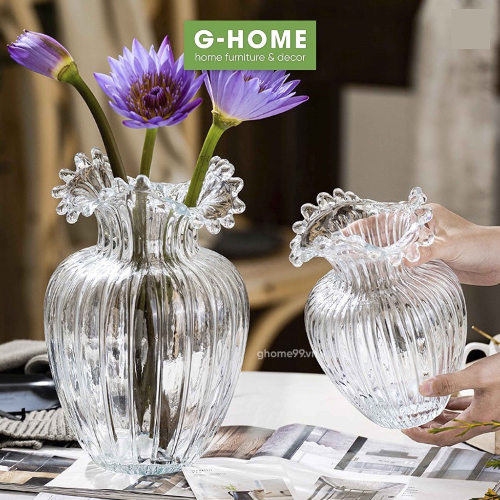 Bình thuỷ tinh giọt nước Ghome, bình cắm hoa siêu xinh cao cấp trang nhã, trang trí nhà cửa BTT2021-GIOTNUOC