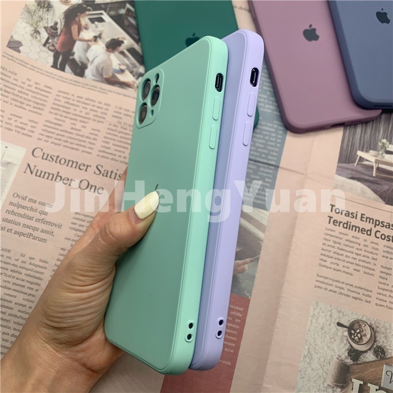 Ốp điện thoại silicone mềm màu trơn bảo vệ camera cho IPhone 11 Pro X XS Max XR 7 8 6 6S PLUS