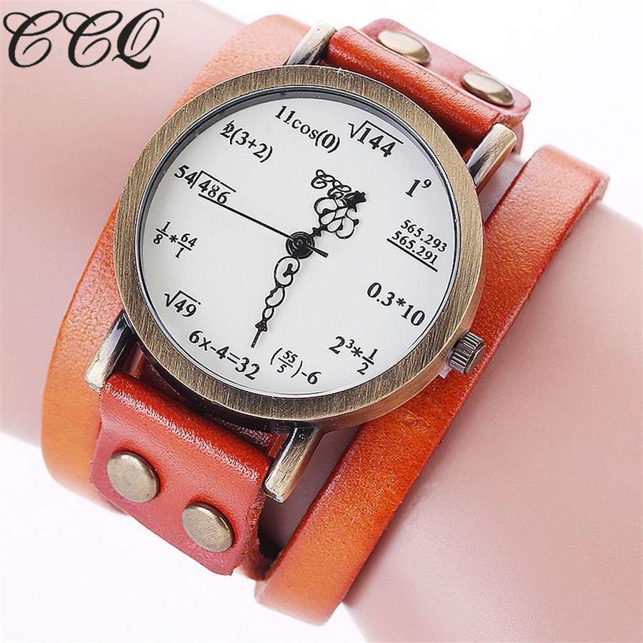 Đồng hồ quartz trang trí hình công thức toán học với dây đeo da C92