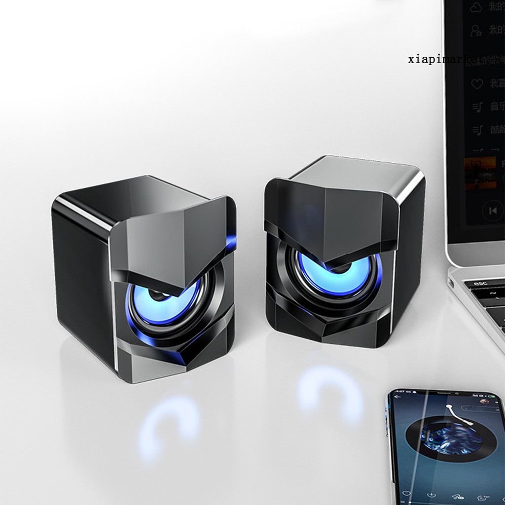 MALO_2Pcs Computer Speaker Stereo Clear Sound ABS Mini USB Wired Subwoofer Speaker for Home