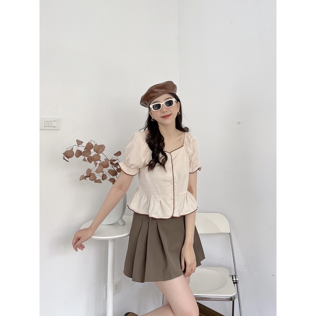 ÁO PEPLUM VIỀN KHÁC MÀU