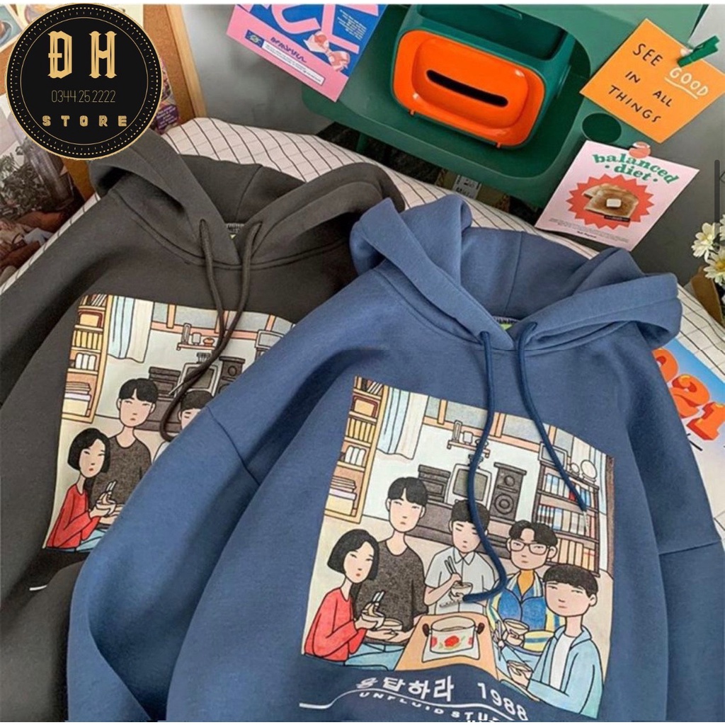 (Mẫu Mới 2021) Áo Hoodie Hình Gia Đình Reply 1988 Hàn Quốc Có Mũ Nam Nữ Chất Nỉ Bông Dày Dặn Form Rộng Unisex | BigBuy360 - bigbuy360.vn