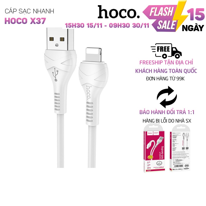 Cáp sạc nhanh Hoco X37 Lightning 3.0A dài 1m-Dành cho điện thoại Apple