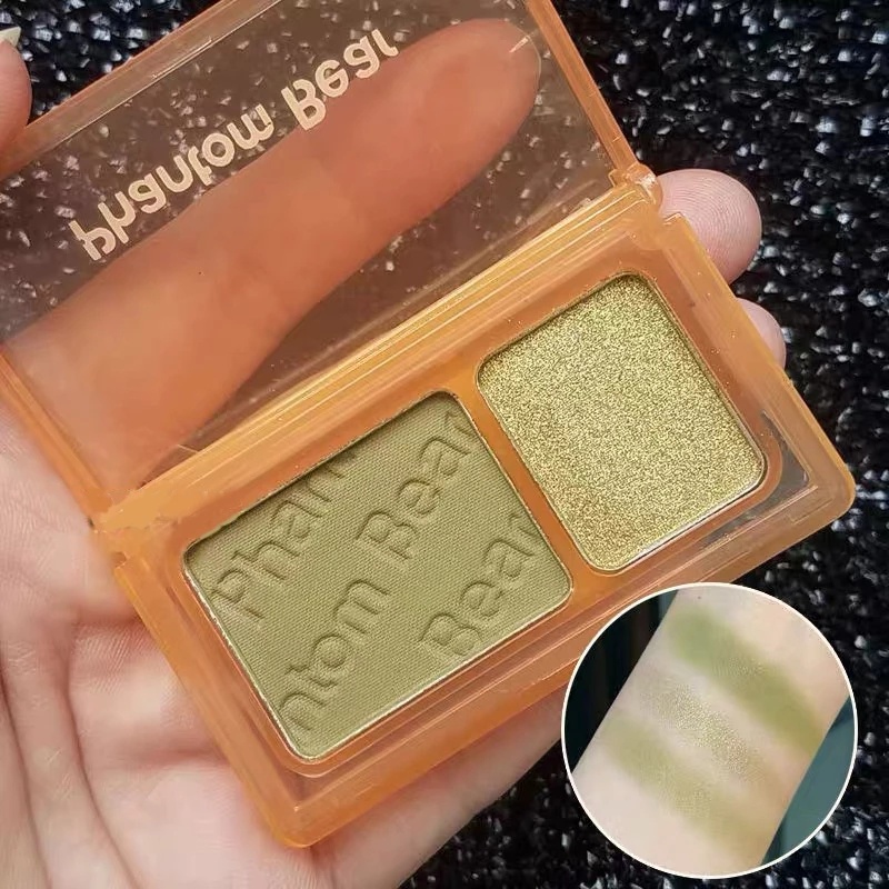 Bảng Phấn Mắt 2 Màu Sắc Hiệu Ứng Lì/ Ánh Nhũ Chống Nước Lên Màu Cực Chuẩn