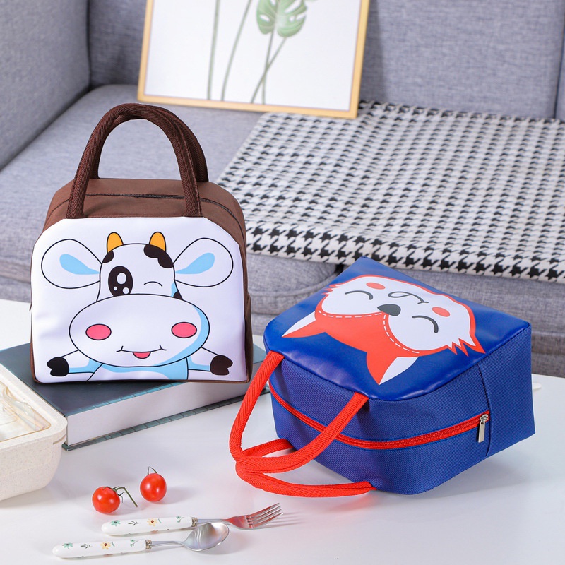 Túi đựng hộp cơm trưa bằng vải canvas chống thấm nước họa tiết hoạt hình dễ thương