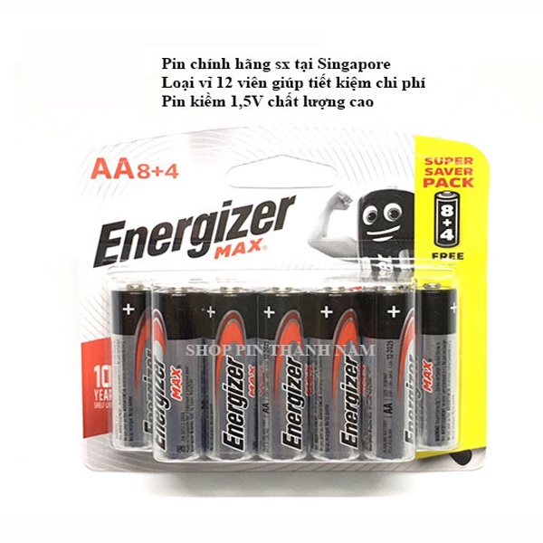 [Mã LIFEXANH03 giảm 10% đơn 500K] Vỉ 12 viên Pin Energizer AA / AAA siêu bền - siêu tiết kiệm - Hàng chính hãng