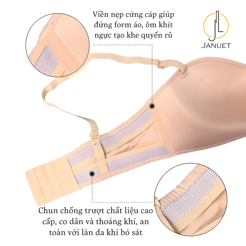 Áo Lót Januet Không Gọng, Không Viền, Không Đệm Ôm Ngực Tạo Khe Hàng Cao Cấp BJA03