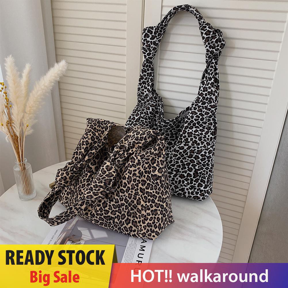 Walk Women Leopard Messenger Bag Retro Large Capacity Canvas Lady Totes Handbags