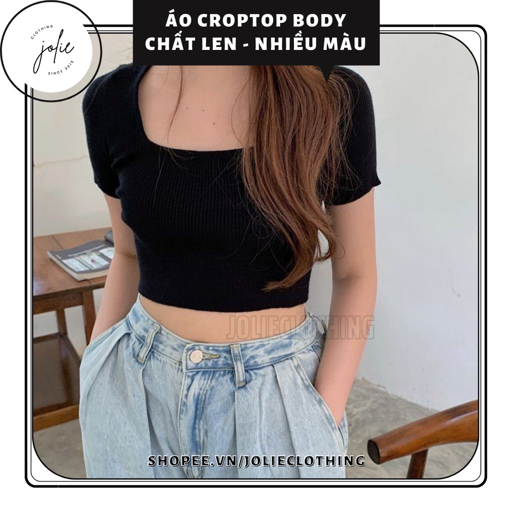 Áo thun nữ tay ngắn, áo croptop len tay ngắn, form ôm body, freesize co giãn tốt, nhiều màu