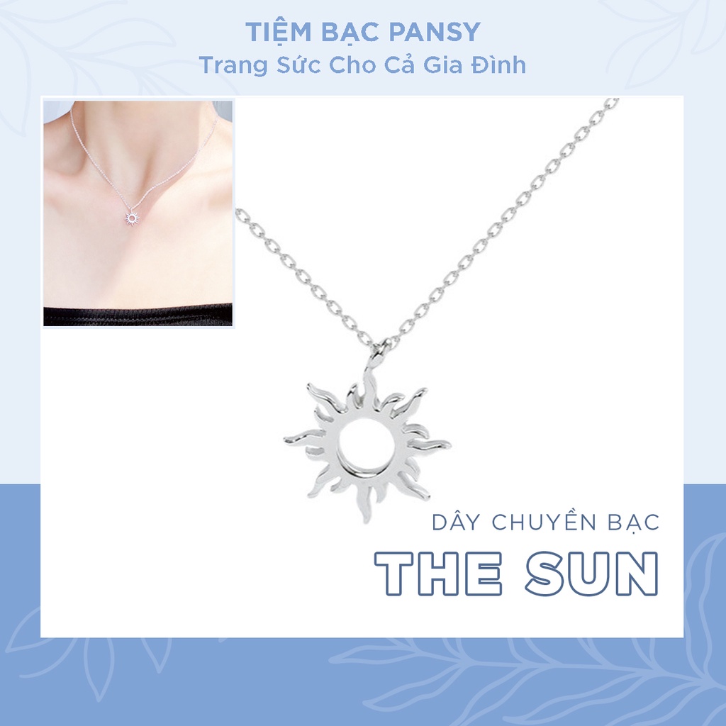 Dây chuyền bạc nữ PANSY hình mặt trời cuốn hút, vòng cổ hoa mặt trời The Sun bằng bạc ta 925