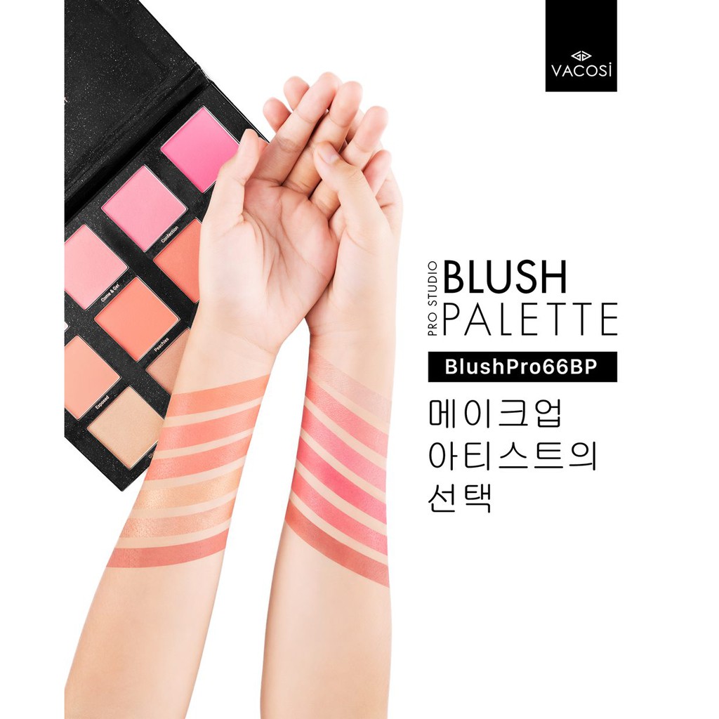 BẢNG MÁ HỒNG CHUYÊN NGHIỆP 12 Ô VACOSI PRO STUDIO BLUSH PALETTE – 66BP BLUSH – VPL02 | BigBuy360 - bigbuy360.vn